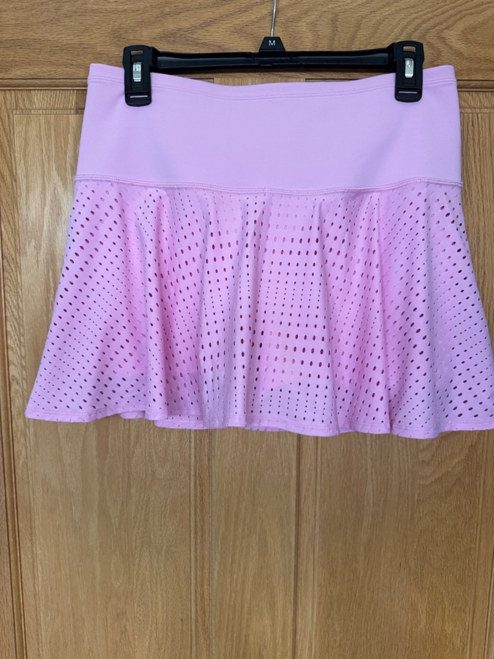 Athletes A-Game 14” Skirt w/short underneath. Pink Perforated Flare Skirt